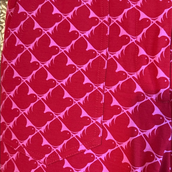 Anthropologie Maeve Naomi full length pant in red and pink bird print size 10 - Picture 2 of 4